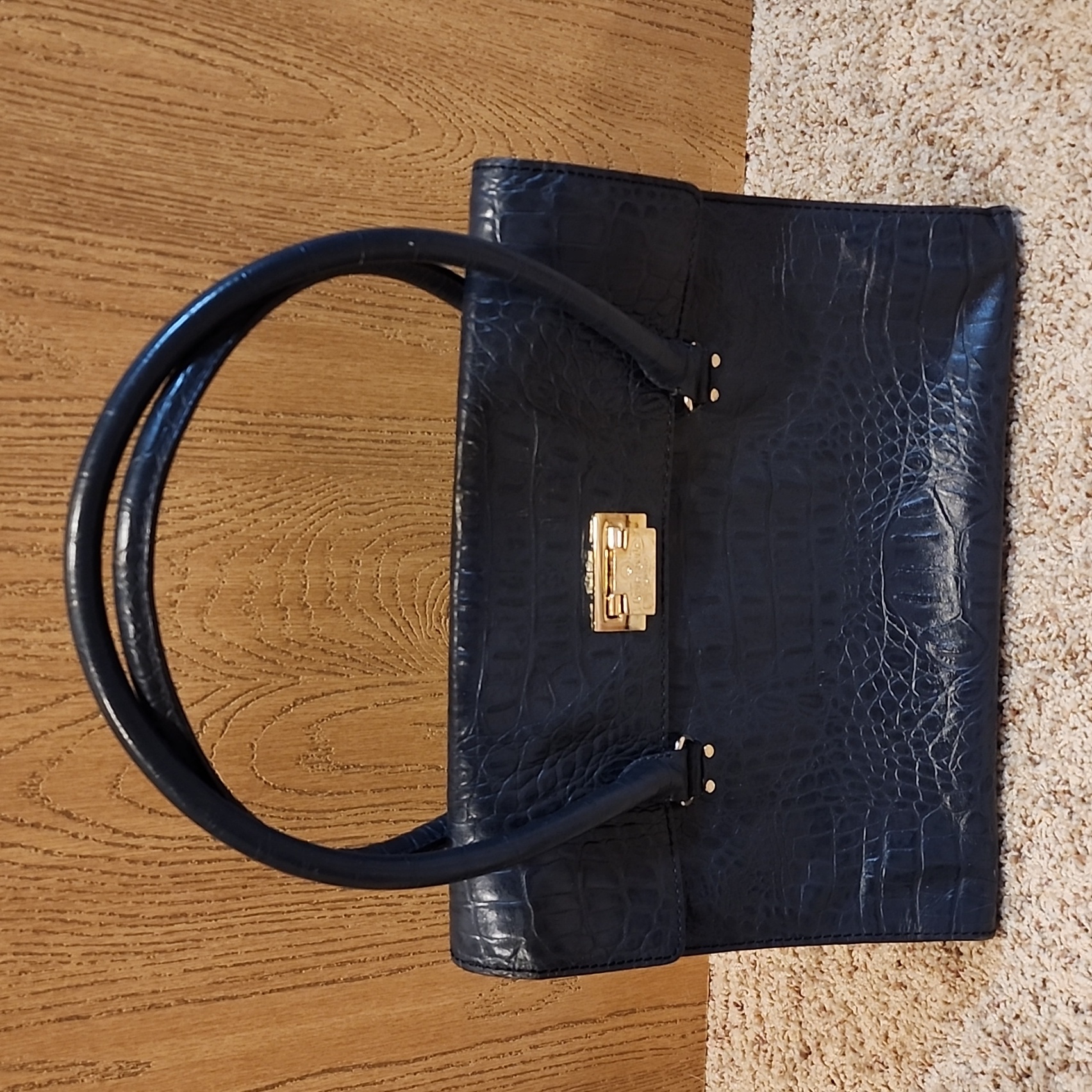 Euc Kate Spade Orchard Valley Sinclair Shoulder Bag Tote Croc Embossed Leather